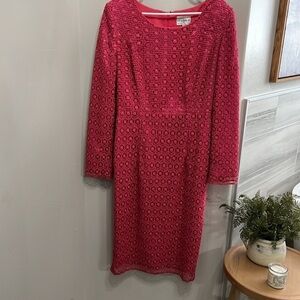 Vintage Lily & Taylor 12 Pink Lace Overlay Evening Easter Mother of the Bride